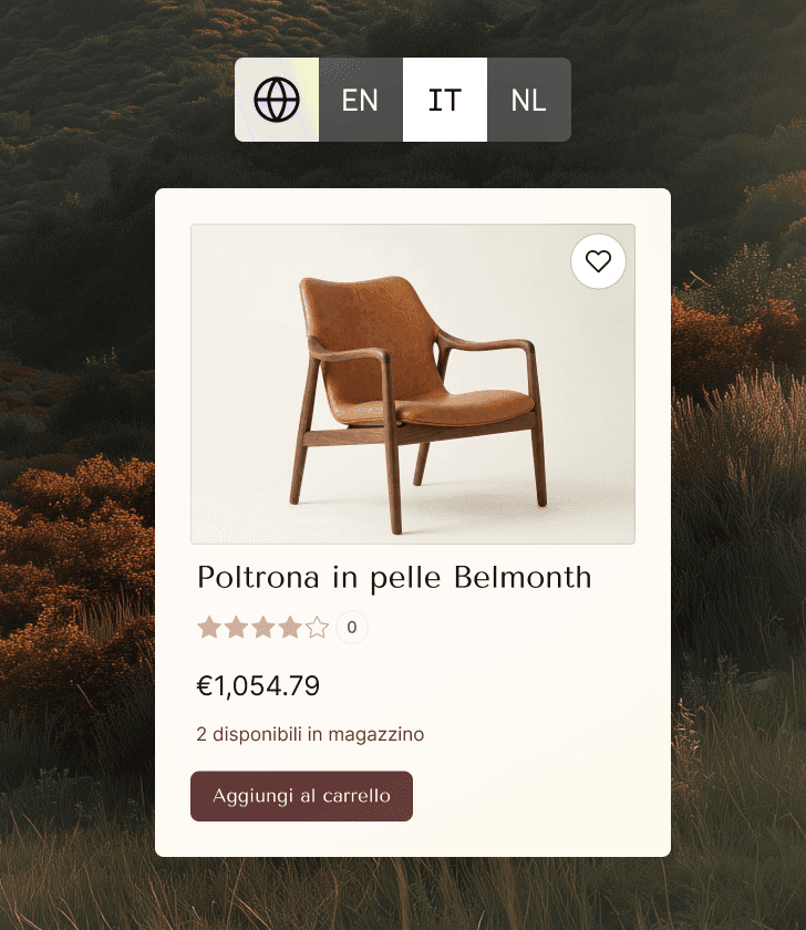 Poltrona in pelle Belmonth marrone con struttura in legno.
