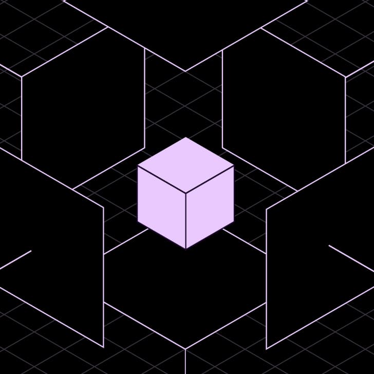 Immagine astratta e geometrica con cerchi e Square concentrici azzurri su sfondo nero.