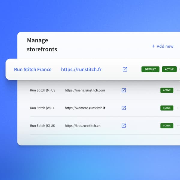 Interfaccia prodotto BigCommerce con multi-storefront